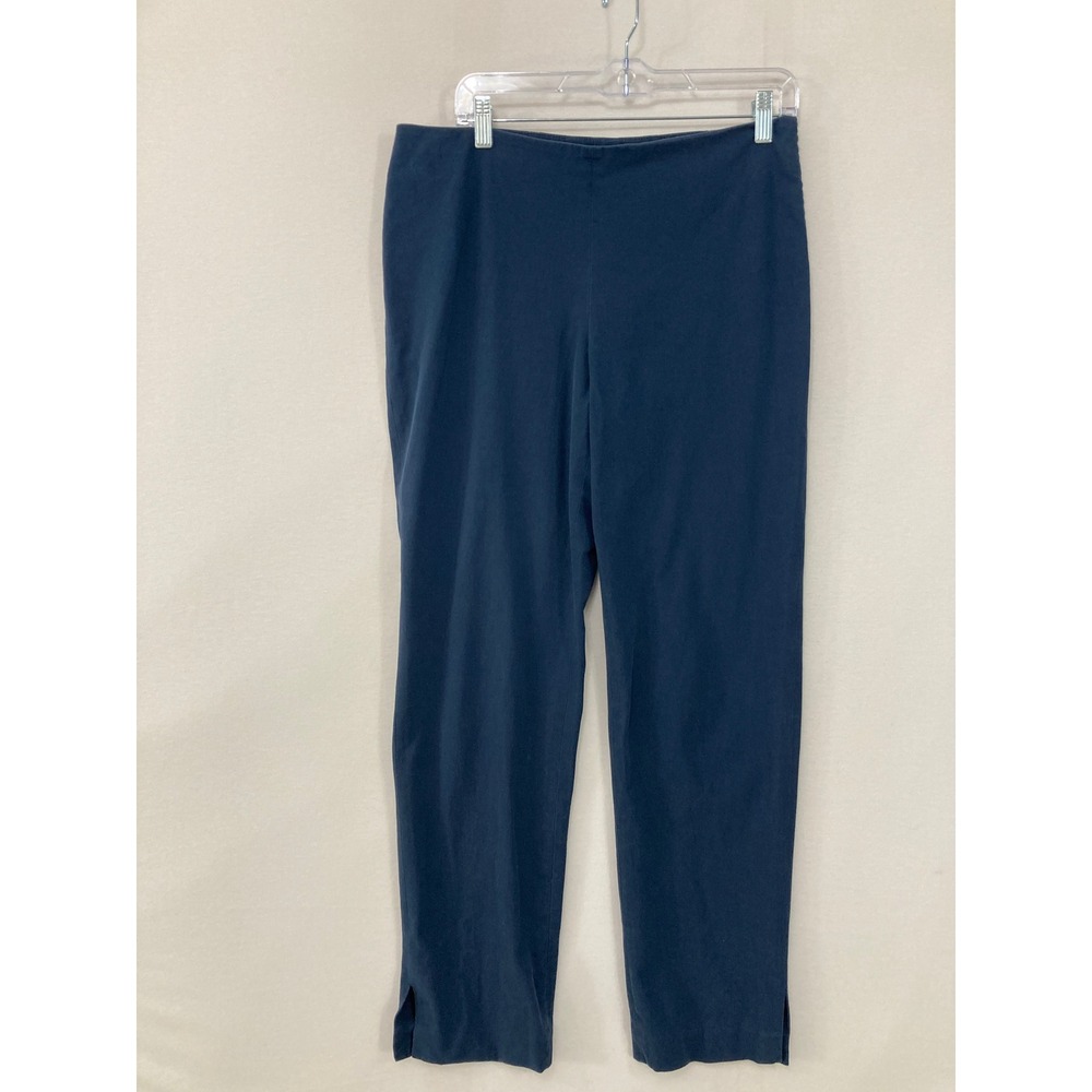 Brunello Cucinelli Dark Navy Straight Trousers with Ankle Slits